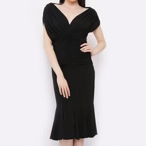 NWT Tadashi Collection Black Ruched Formal Gown, Sz S